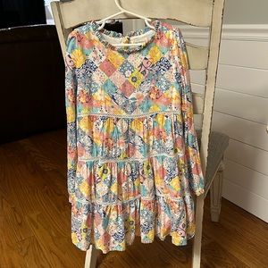 Girls size 7 adorable boutique patchwork boho style dress, soft cotton.